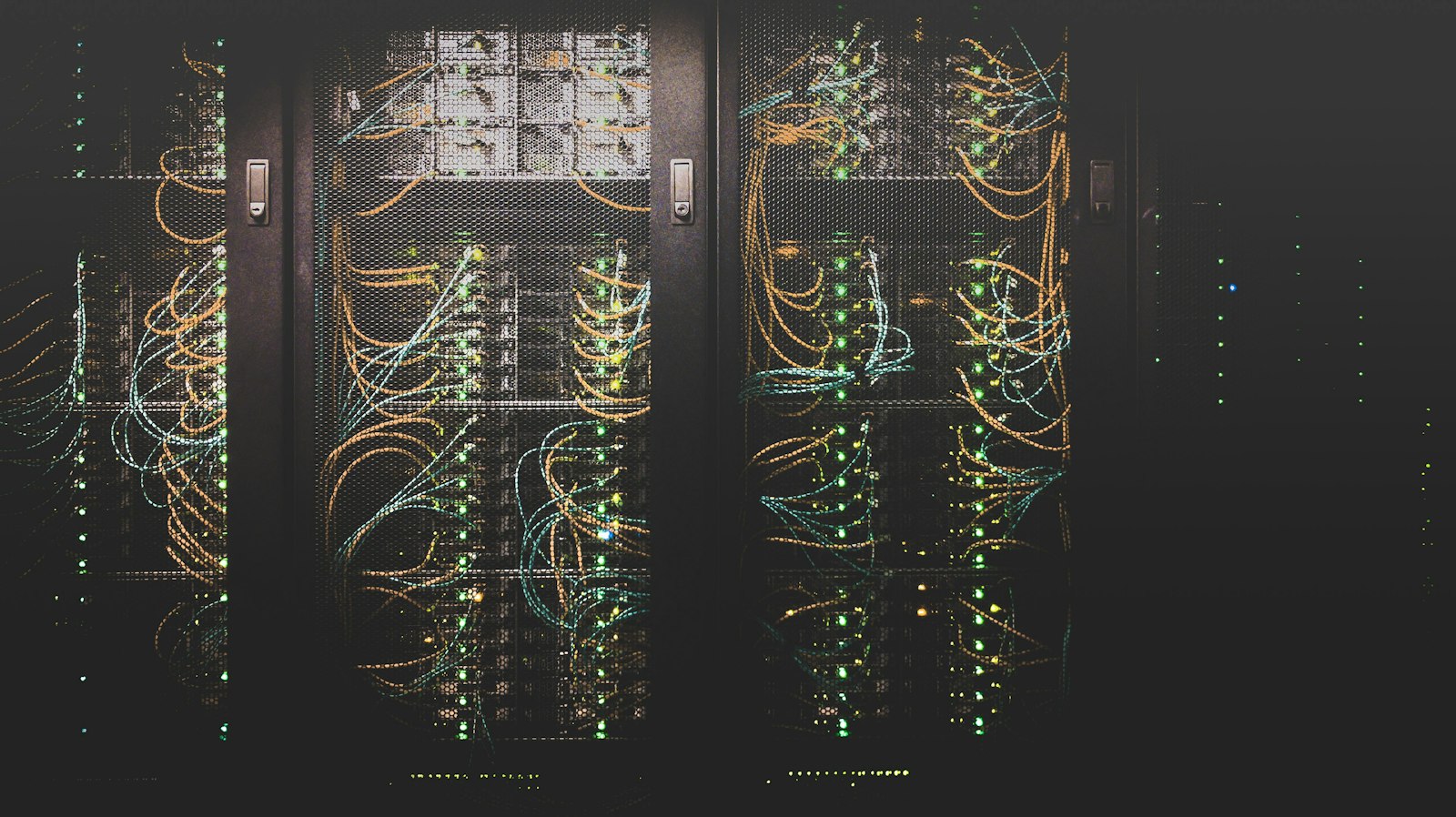 Rows of networked server racks in a data centre